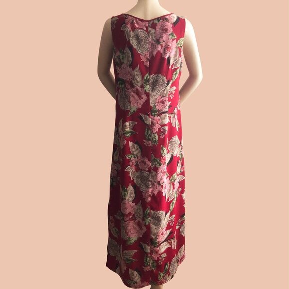Double-Sided Maxi Floral Red Dress - Picture 4 of 7